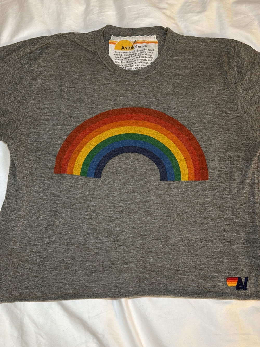 Aviator Nation Gray Rainbow Crop Top